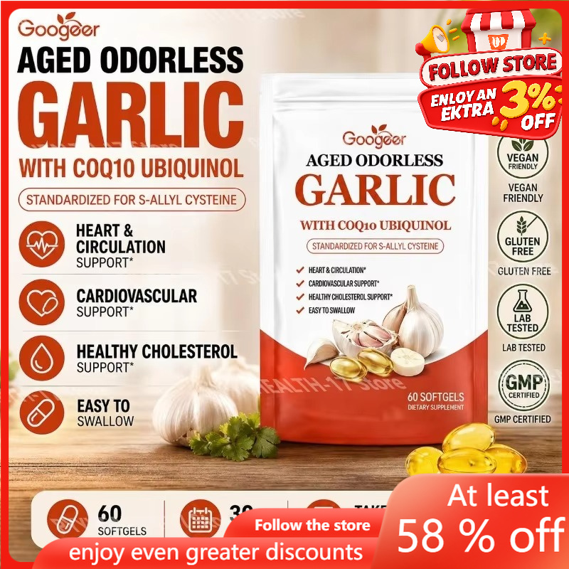 Coq10 Ubiquinol Softgel - Googeer Aged Odorless Garlic Softgels dengan